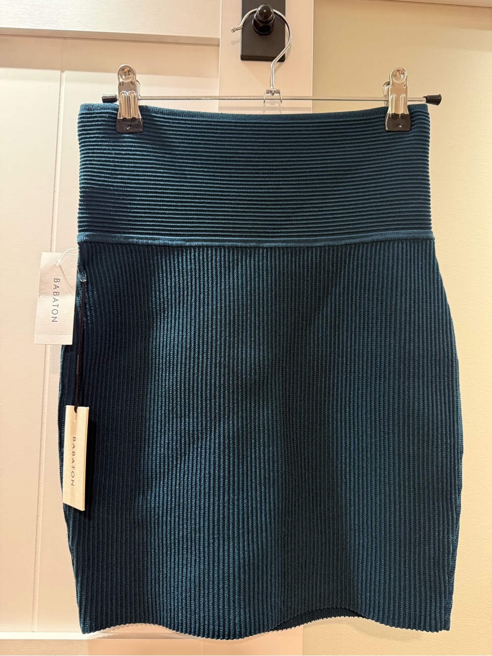 Babaton (Aritzia) Teal Ribbed Knit Skirt